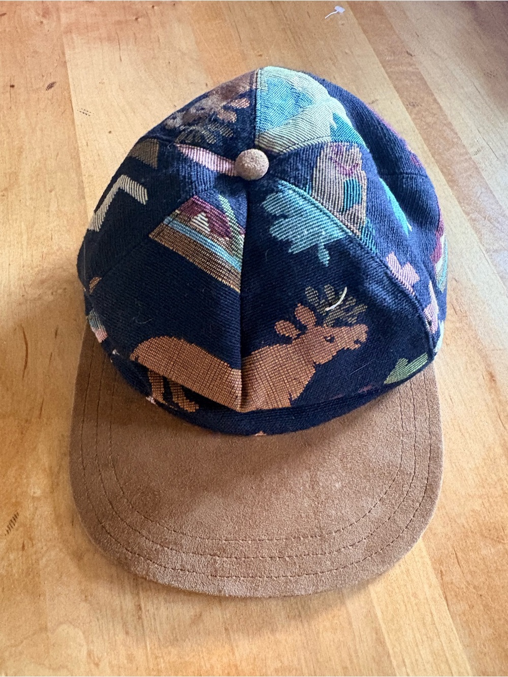 Vintage Karen Gordan Design Women’s Ballcap Leather Tapestry NWT